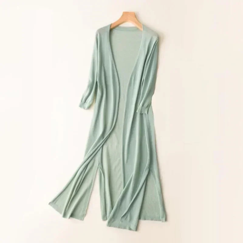 Valenzora | Lange, offene Strickjacke