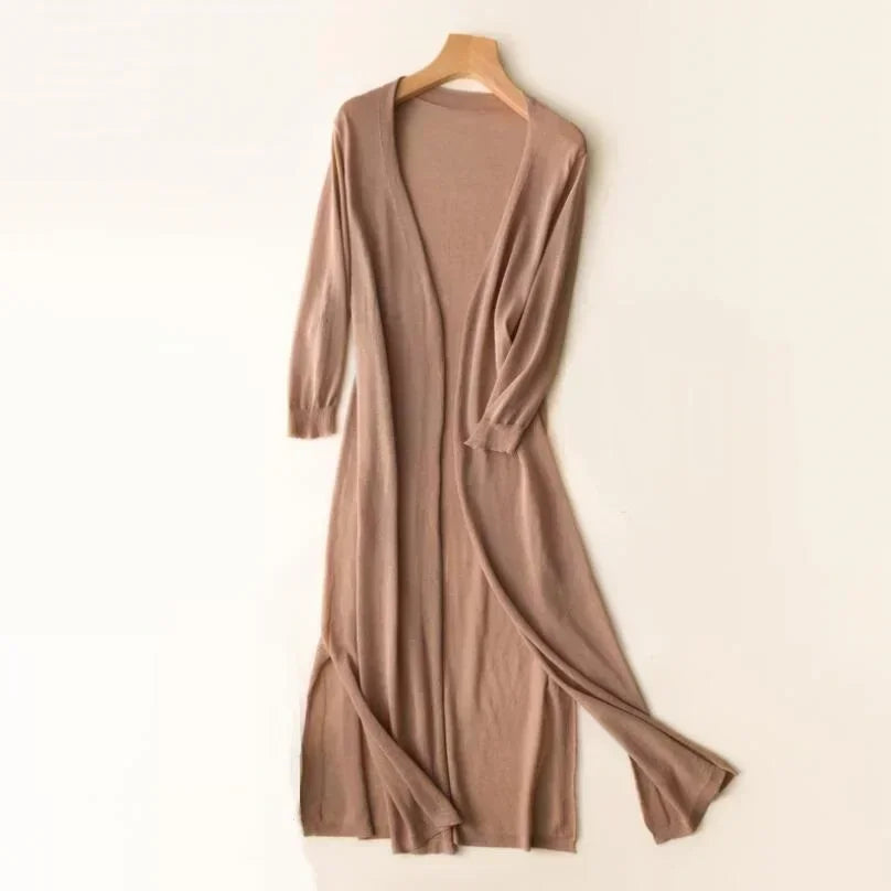 Valenzora | Lange, offene Strickjacke