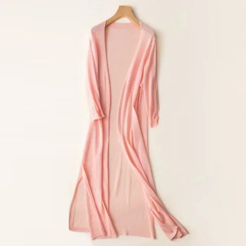 Valenzora | Lange, offene Strickjacke