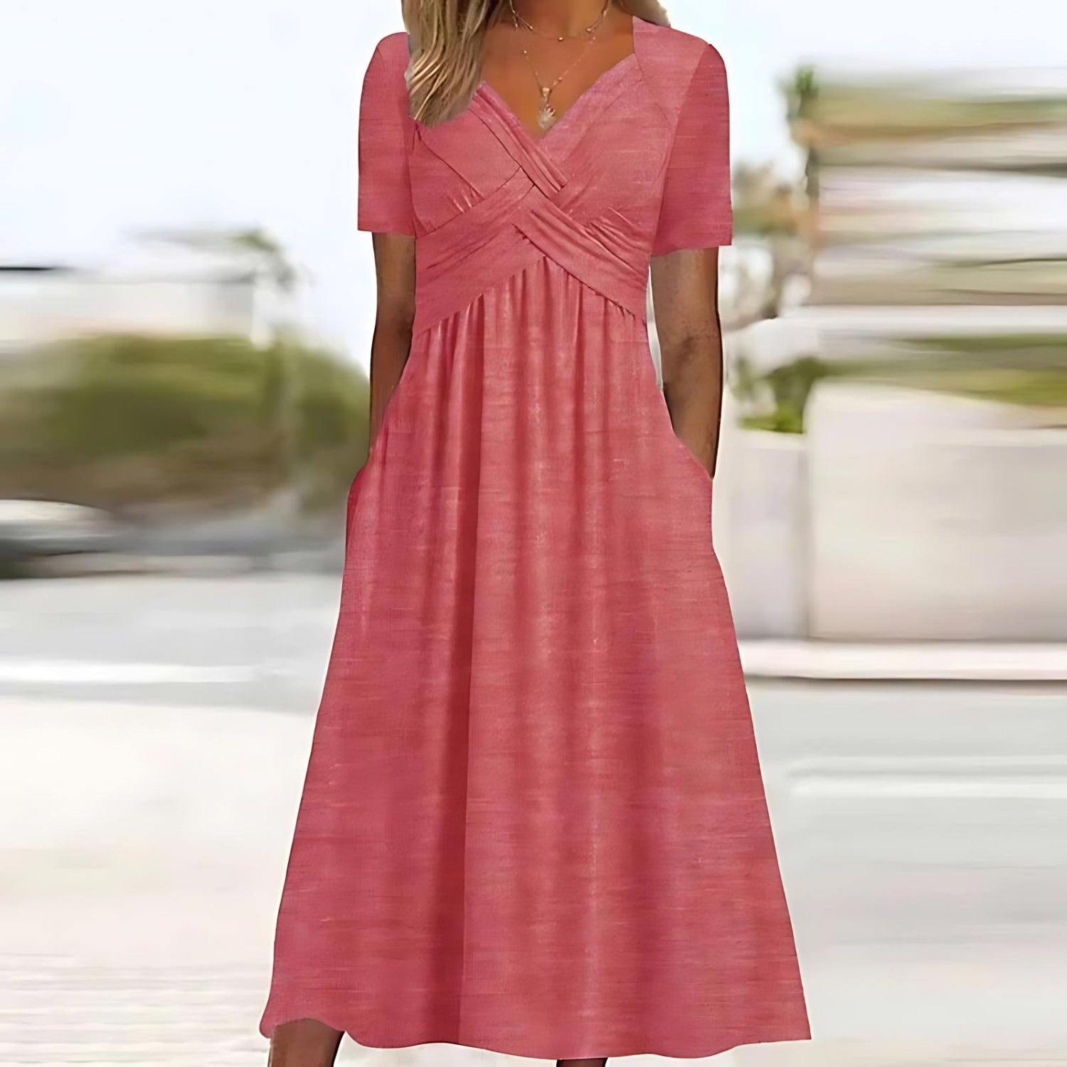 Valenzora | Chic midi dress with tummy coverage