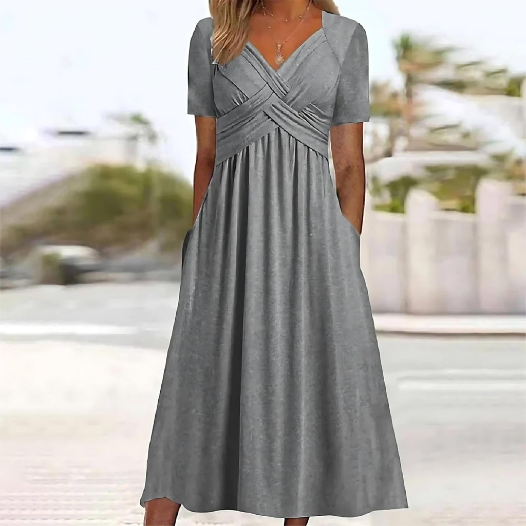 Valenzora | Chic midi dress with tummy coverage