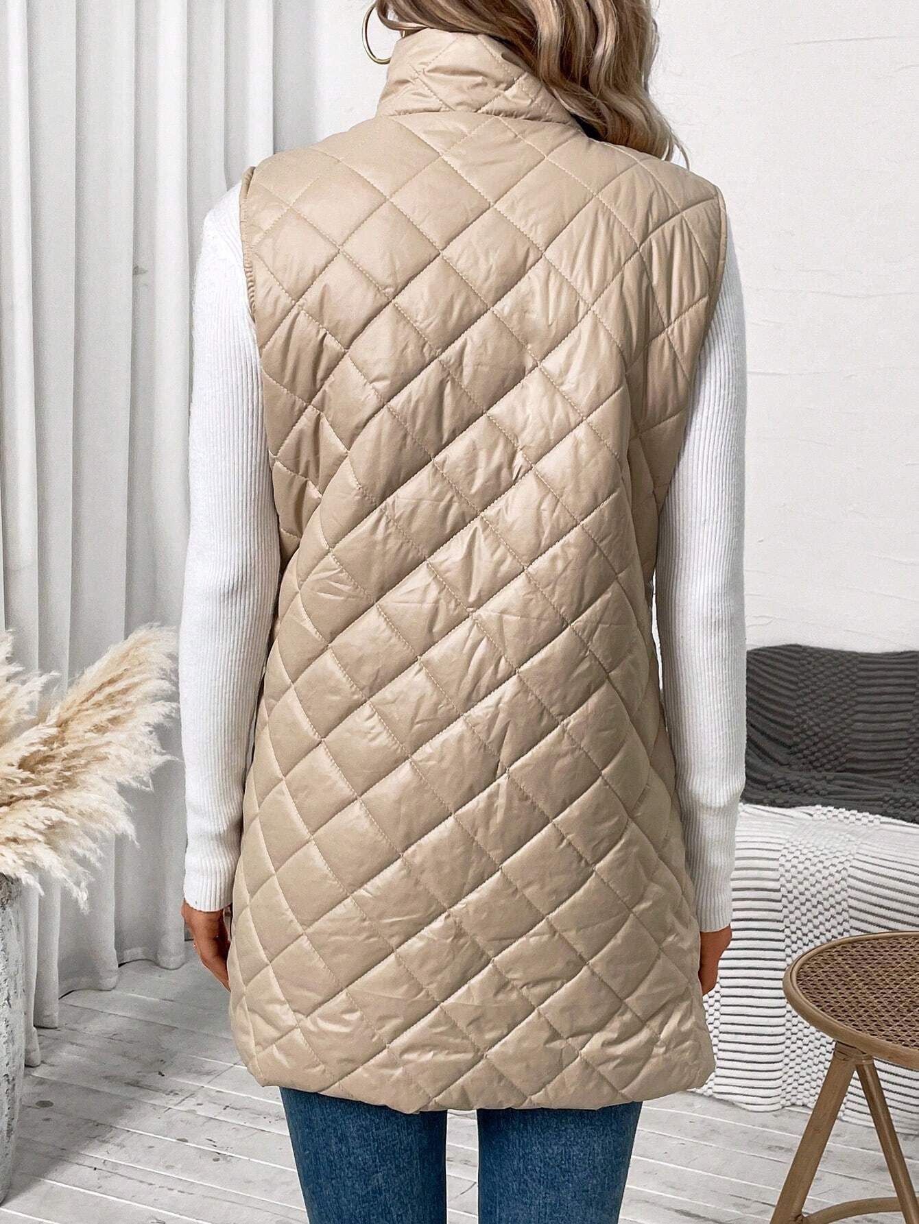 Valenzora | Long hooded vest in metallic style for women