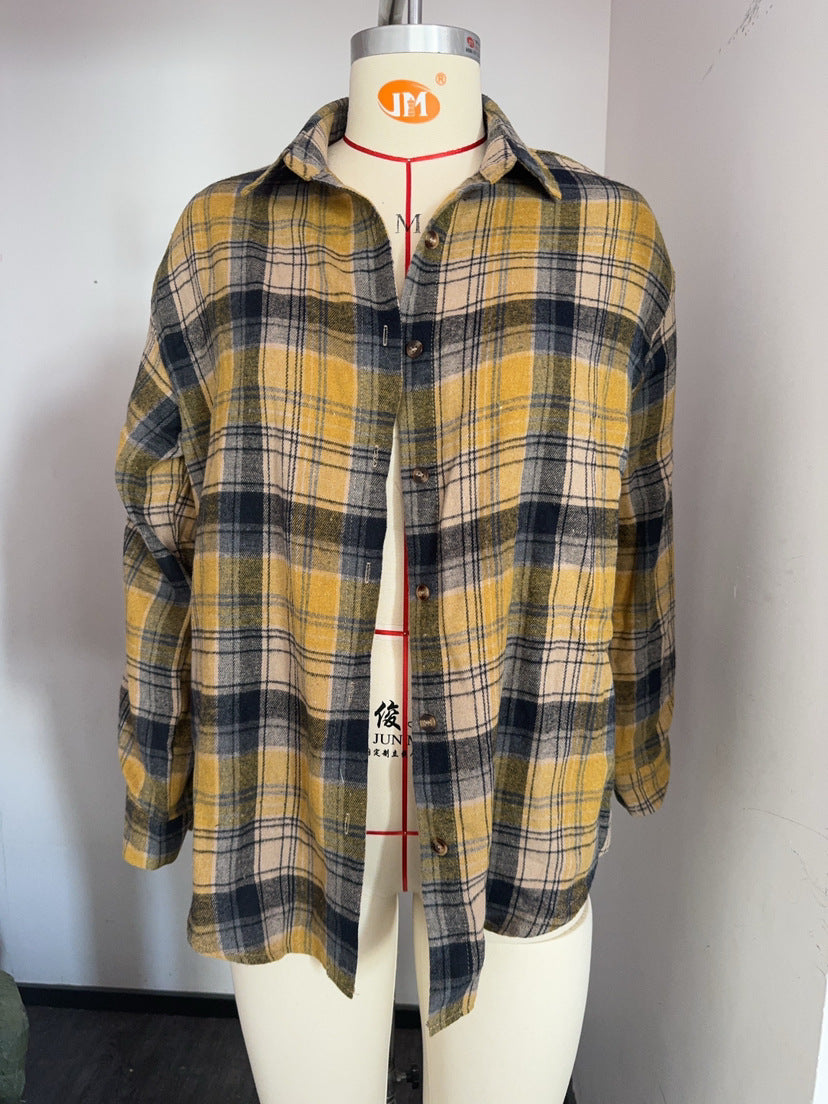 Women's Checkered Oversized Shirt Blouse Valenzora