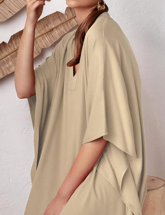 Damen Kaftan mit lässigem Schnitt und elegantem V-Ausschnitt Drune