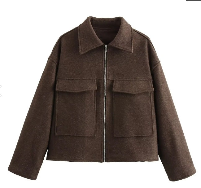 Women's timeless fleece jacket with patch pockets and modern cut, size S