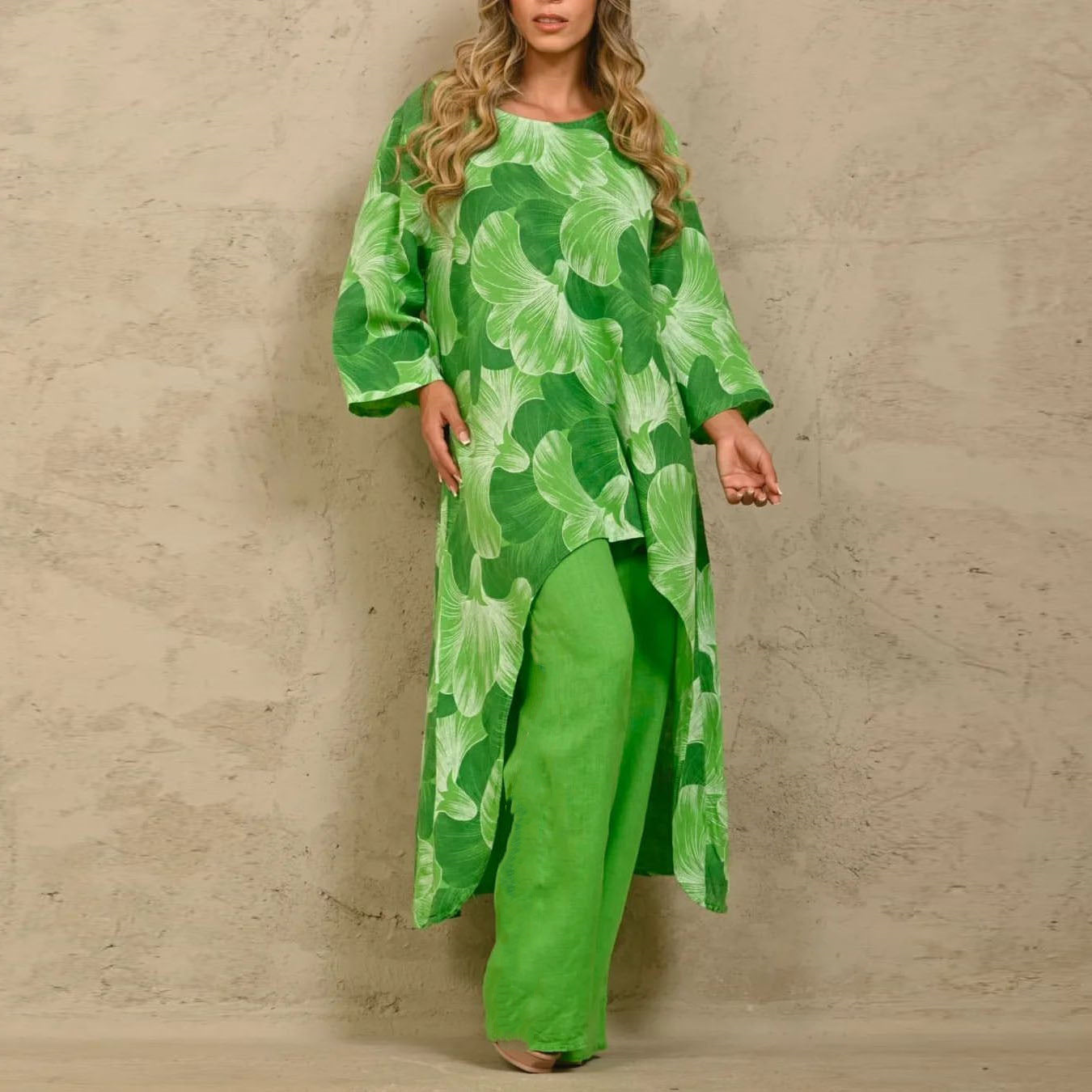 Valenzora | Plus Size Printed Irregular Top Set