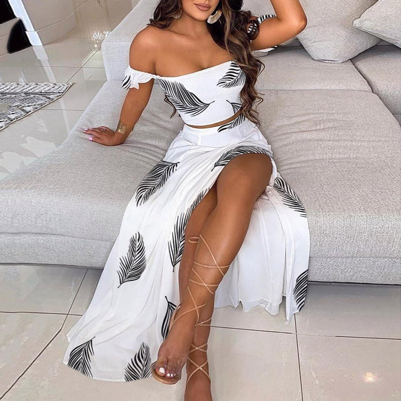 Valenzora | Seductive Off-Shoulder One-Shoulder Split Skirt Set