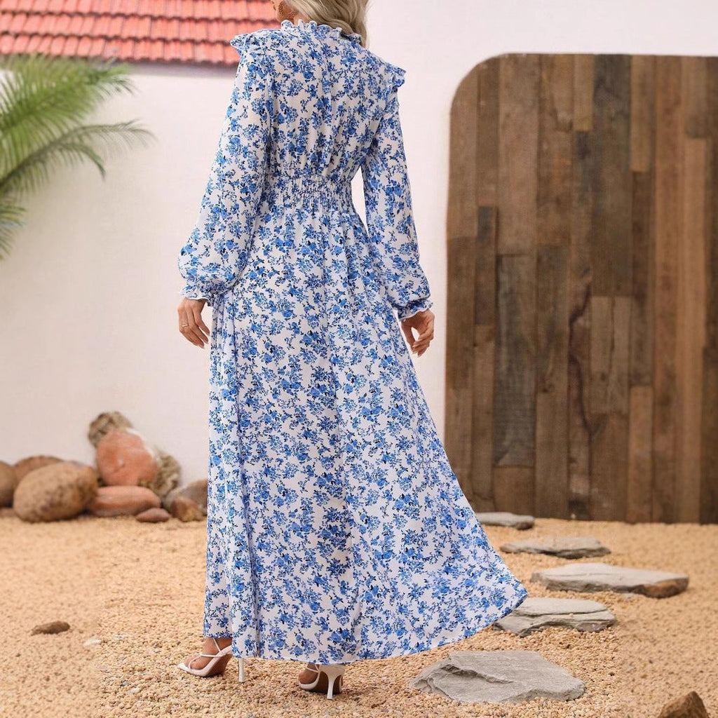 Valenzora | Floral Long Sleeve Elegant Women's Long Dress
