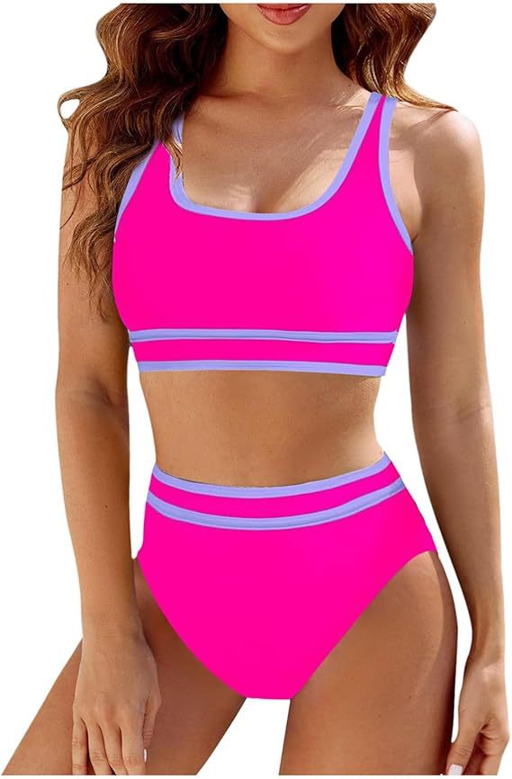 Sportlicher Damen-Bikini-Set mit hoher Taille und bequemem Oberteil, Größe