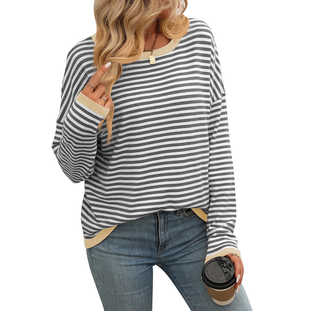 Women's casual striped sweater, size