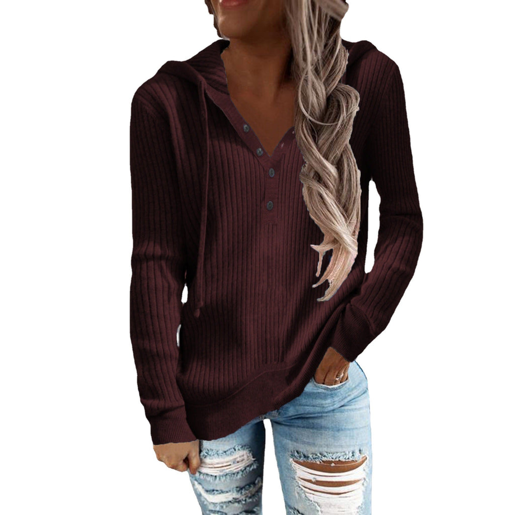 Women's hooded sweatshirt with a structured ribbed design and practical button details, size S