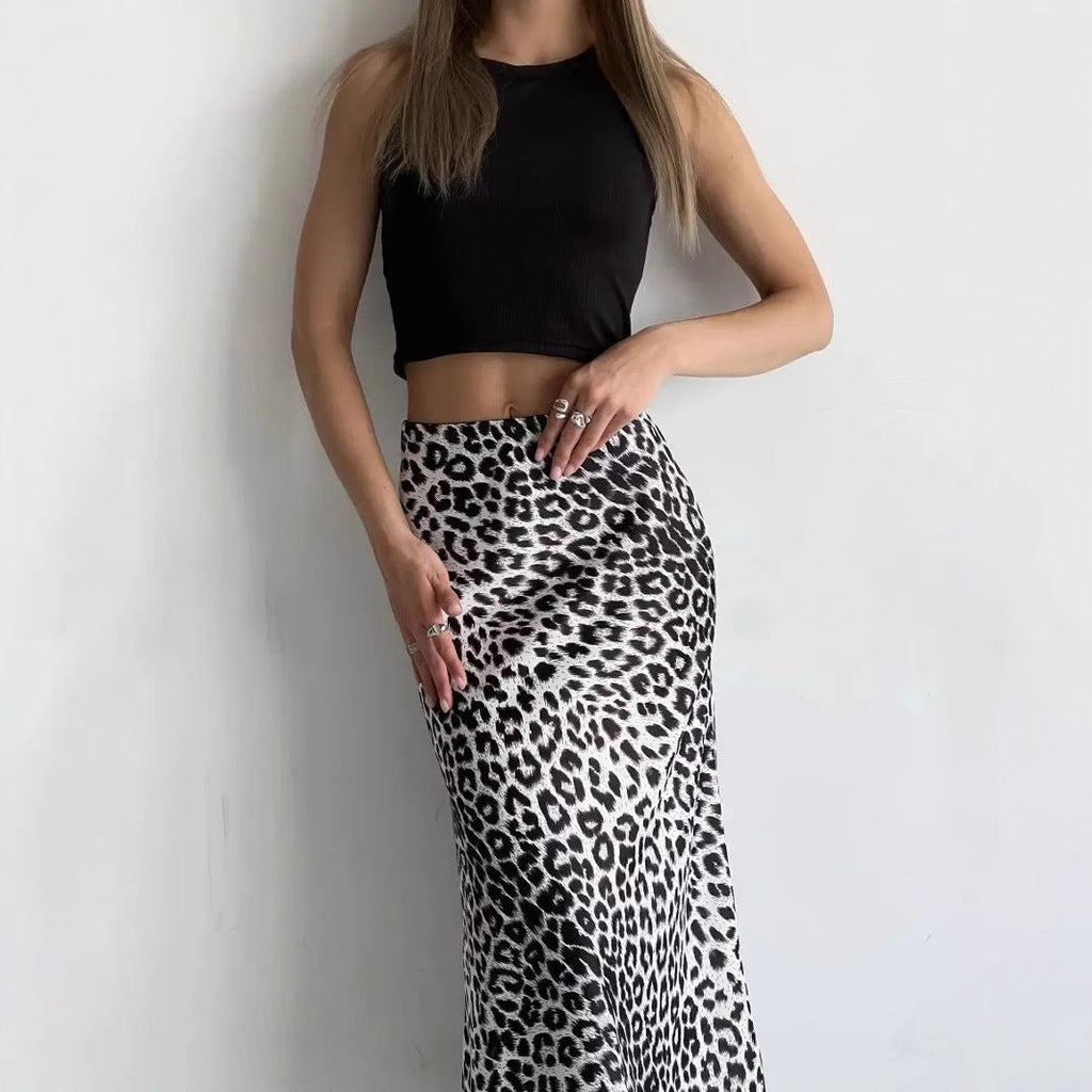 Damen figurbetonter Maxirock mit Animal-Print und Gummibund, Größe [size missing]