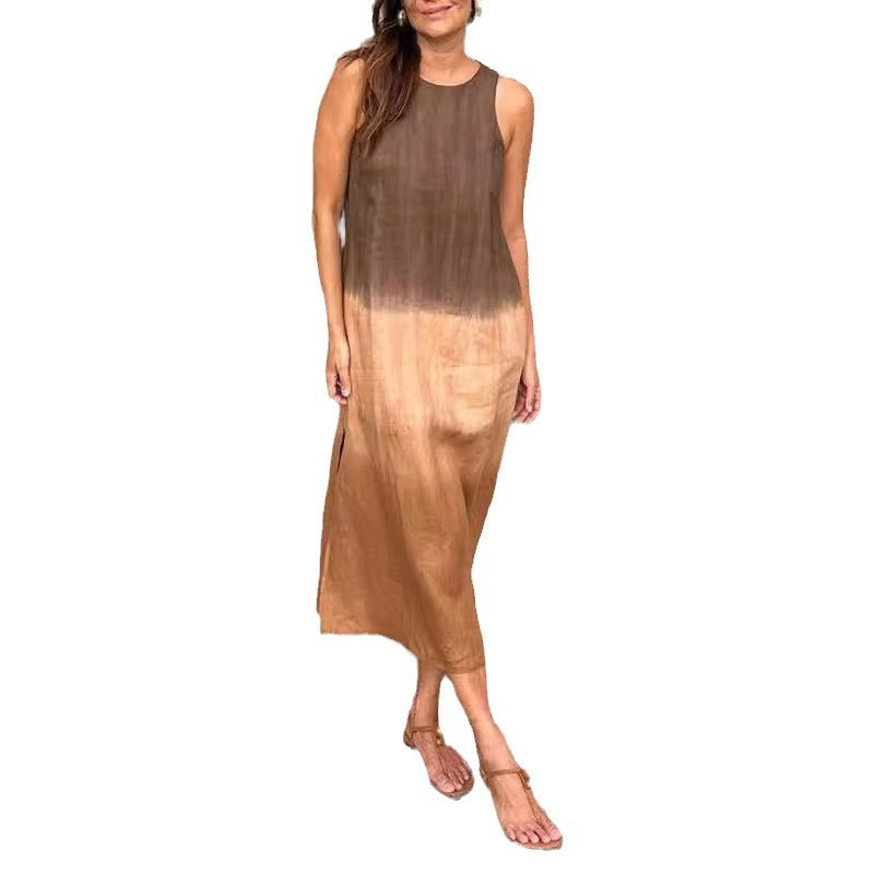 Valenzora | Casual Cotton-Linen Sleeveless Gradient Dress