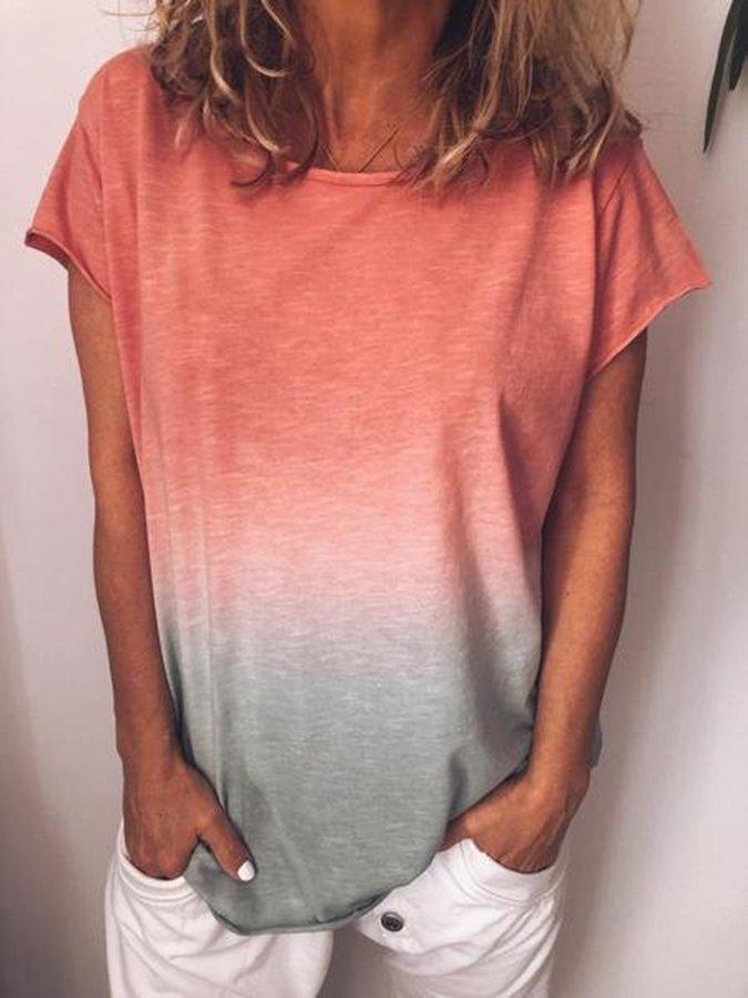 Valenzora | Gradient Print Colorful V-Neck T-Shirt