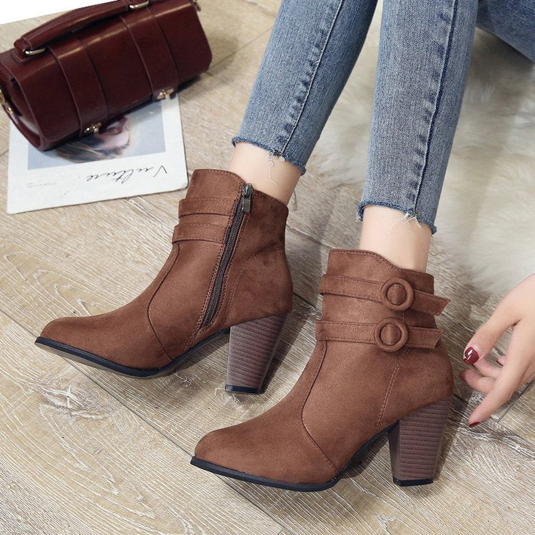Women's ankle boots with decorative straps and elegant heel, size Valenzora