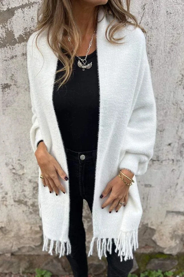 Valenzora knitted plush tassel scarf