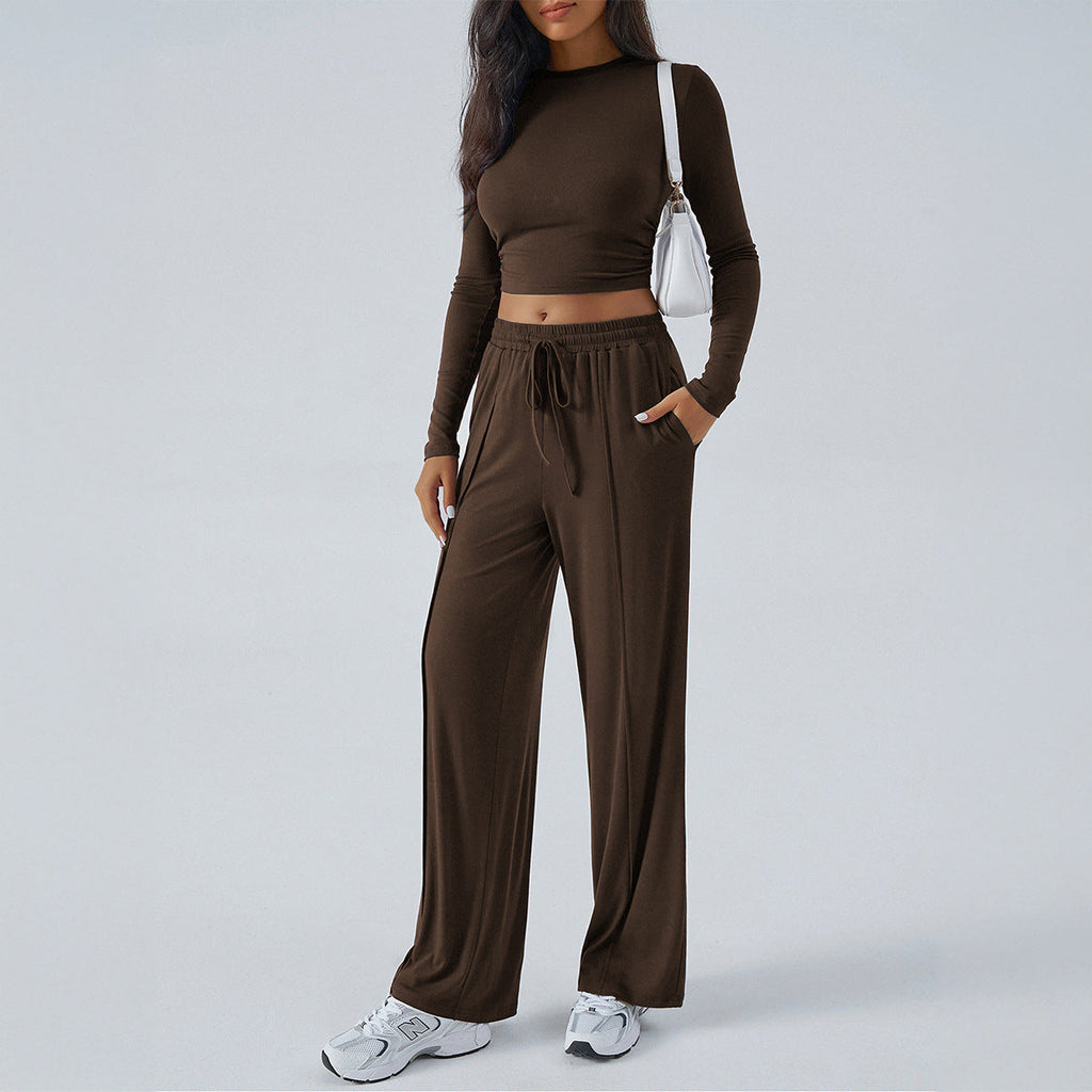 Women's casual two-piece set with a loose-fitting top and elasticated trousers, size