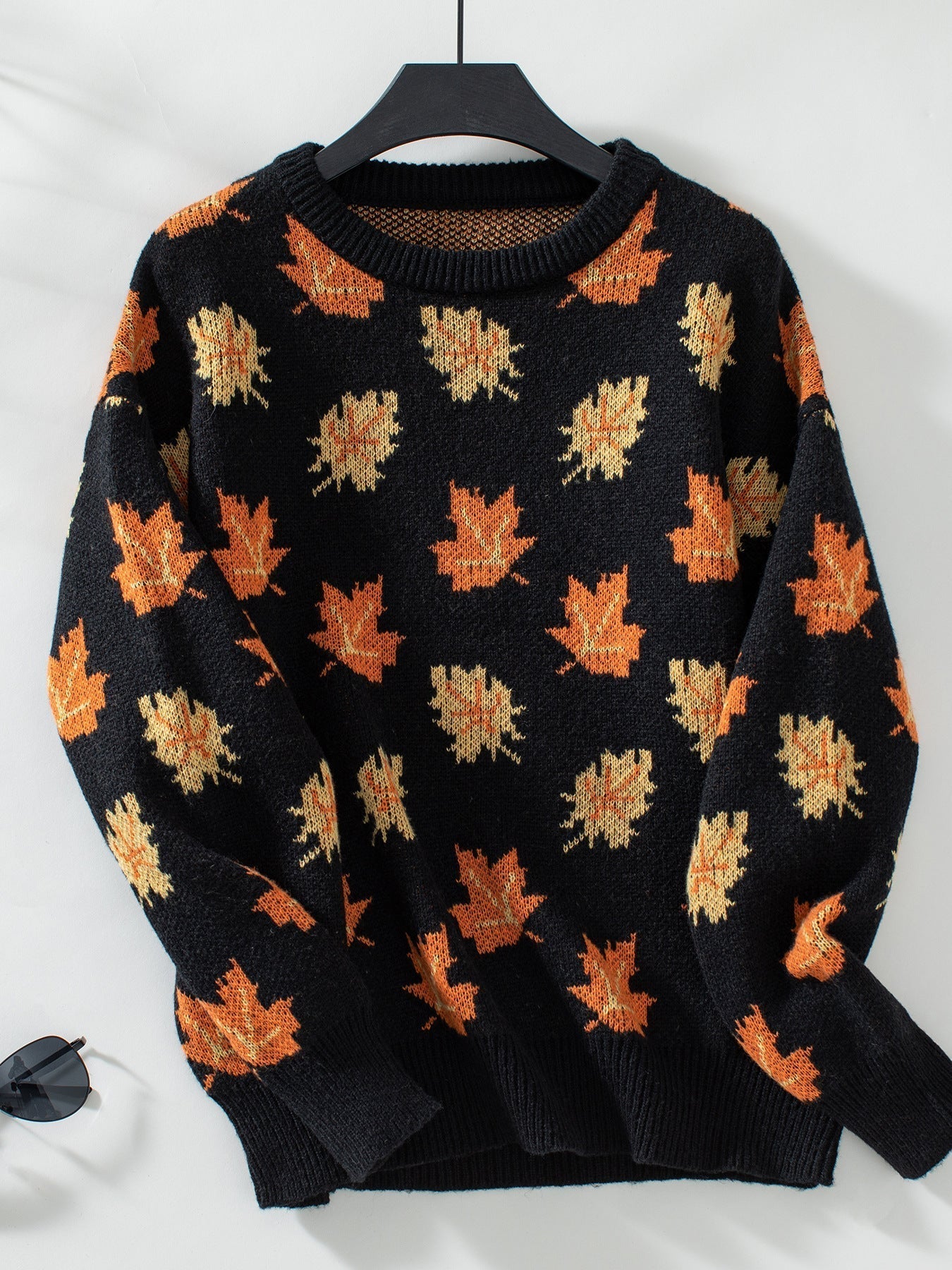 Valenzora Ahornblatt-Jacquard-Freizeitpullover