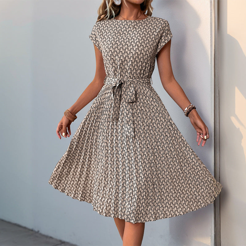 Damen Midi-Kleid mit asymmetrischem Schnitt und modischem Bindegürtel, Gr.