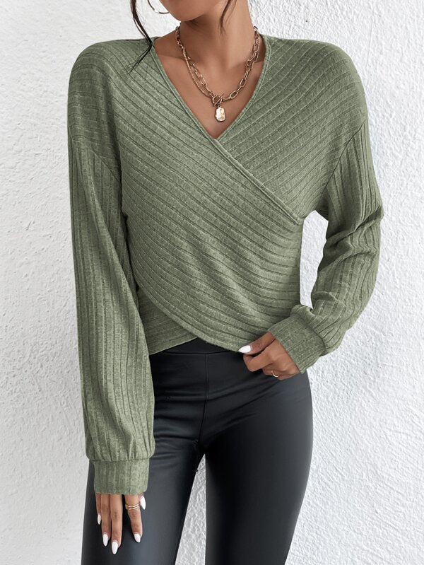 Valenzora | V-Neck Crossover Sweater For Effortless Style For Women