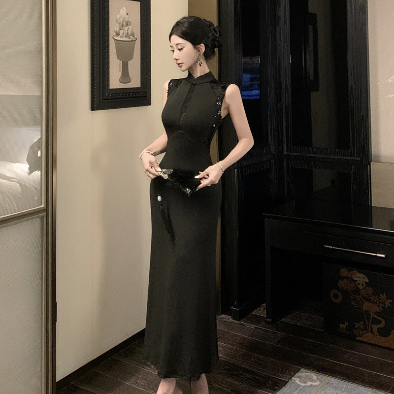 Valenzora | Ärmelloses, verbessertes Qipao-Kleid im eleganten Vintage-Stil