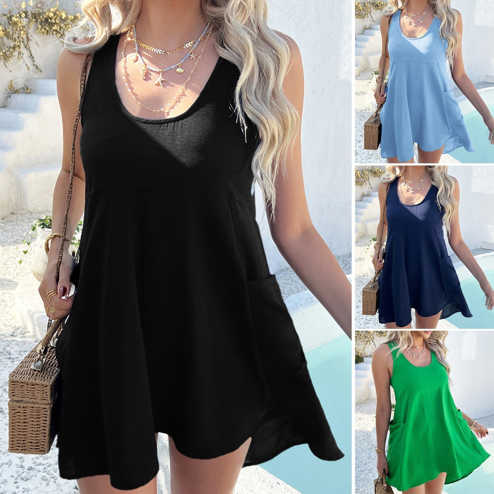 Luftiges Sommerkleid für Damen mit praktischen Taschen, Größe