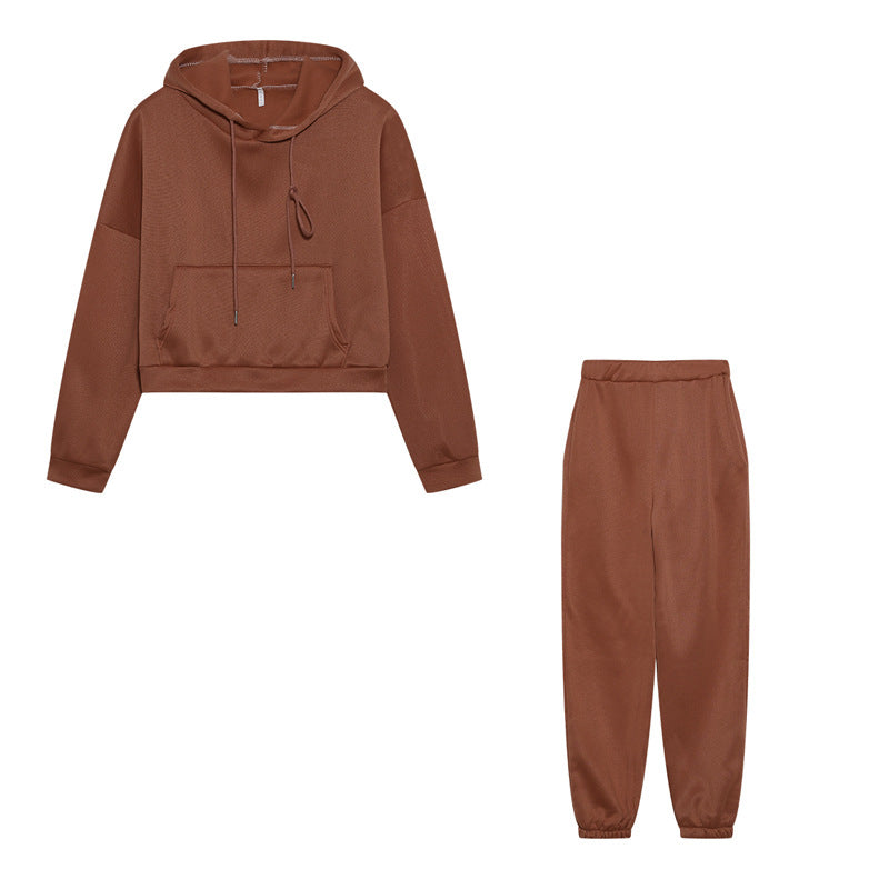 Women's hoodie and jogging pants set with a relaxed fit and elastic waistband, size [size missing]