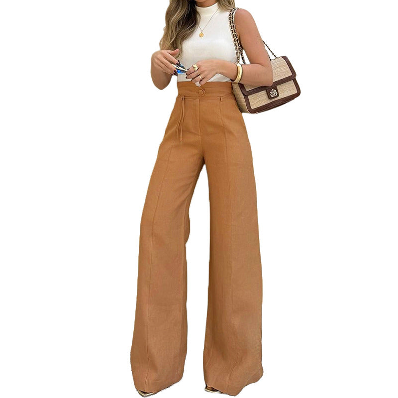 Women's wide palazzo trousers with elegant pleat detail
