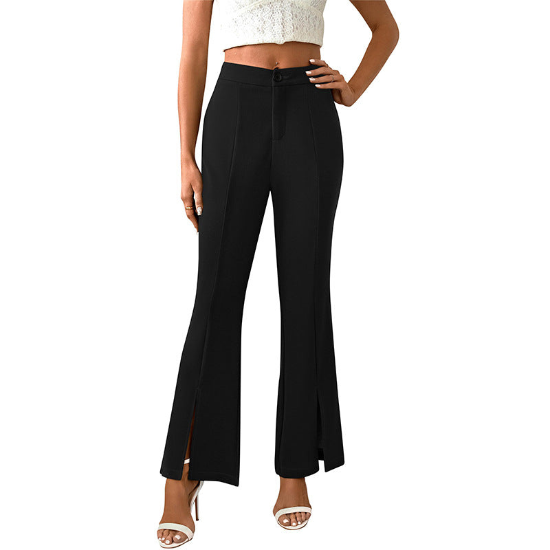 Elegante Damen Schlaghose mit Seitenschlitzen und hoher Taille, Größe
