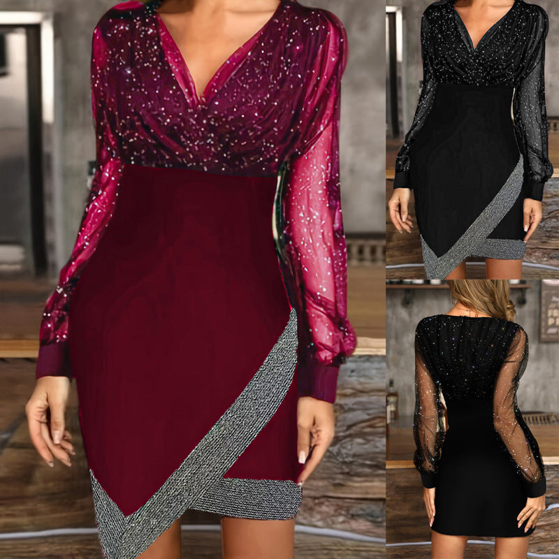 Damenabendkleid mit Glitzerdetails und elegantem Schnitt, Größe