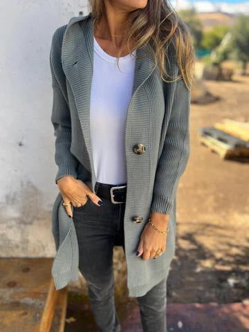 Women's hooded cardigan with buttons, size