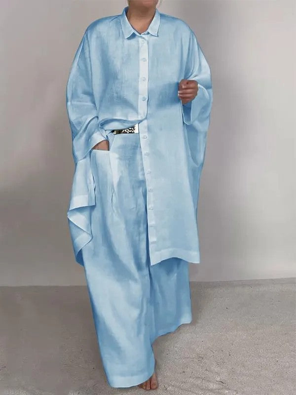 Valenzora | Solid Color Wide Leg Two-Piece Set