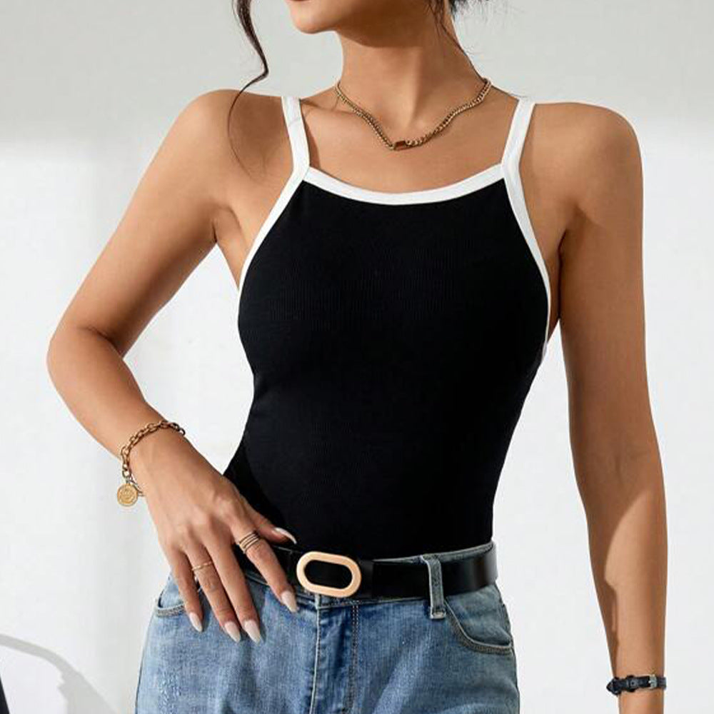 Women's sleeveless top with elegant contrast design, size