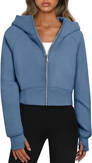 Women's short-cut hooded jacket with zipper, size