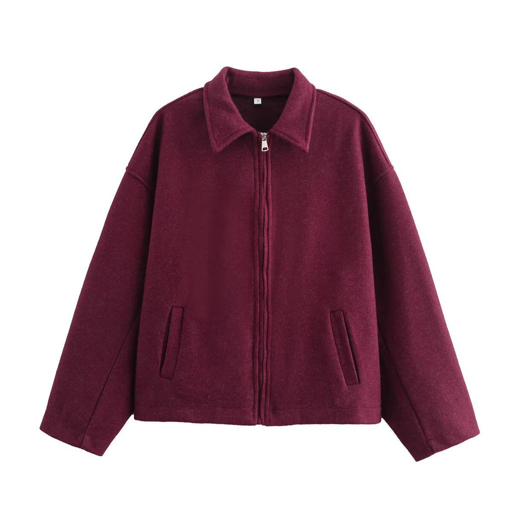 Women's transitional jacket made of high-quality wool blend with practical pockets, size