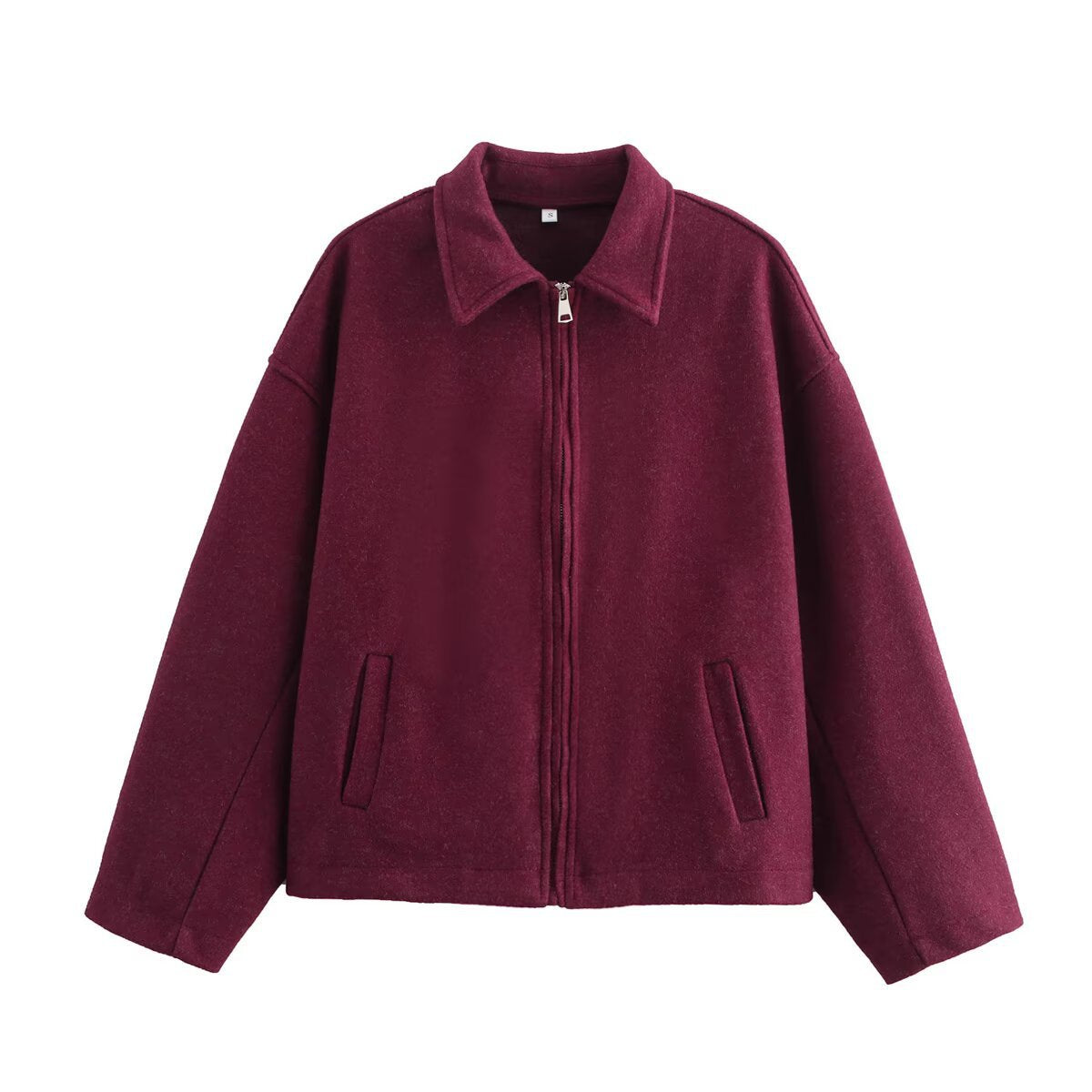 Women's transitional jacket made of high-quality wool blend with practical pockets, size