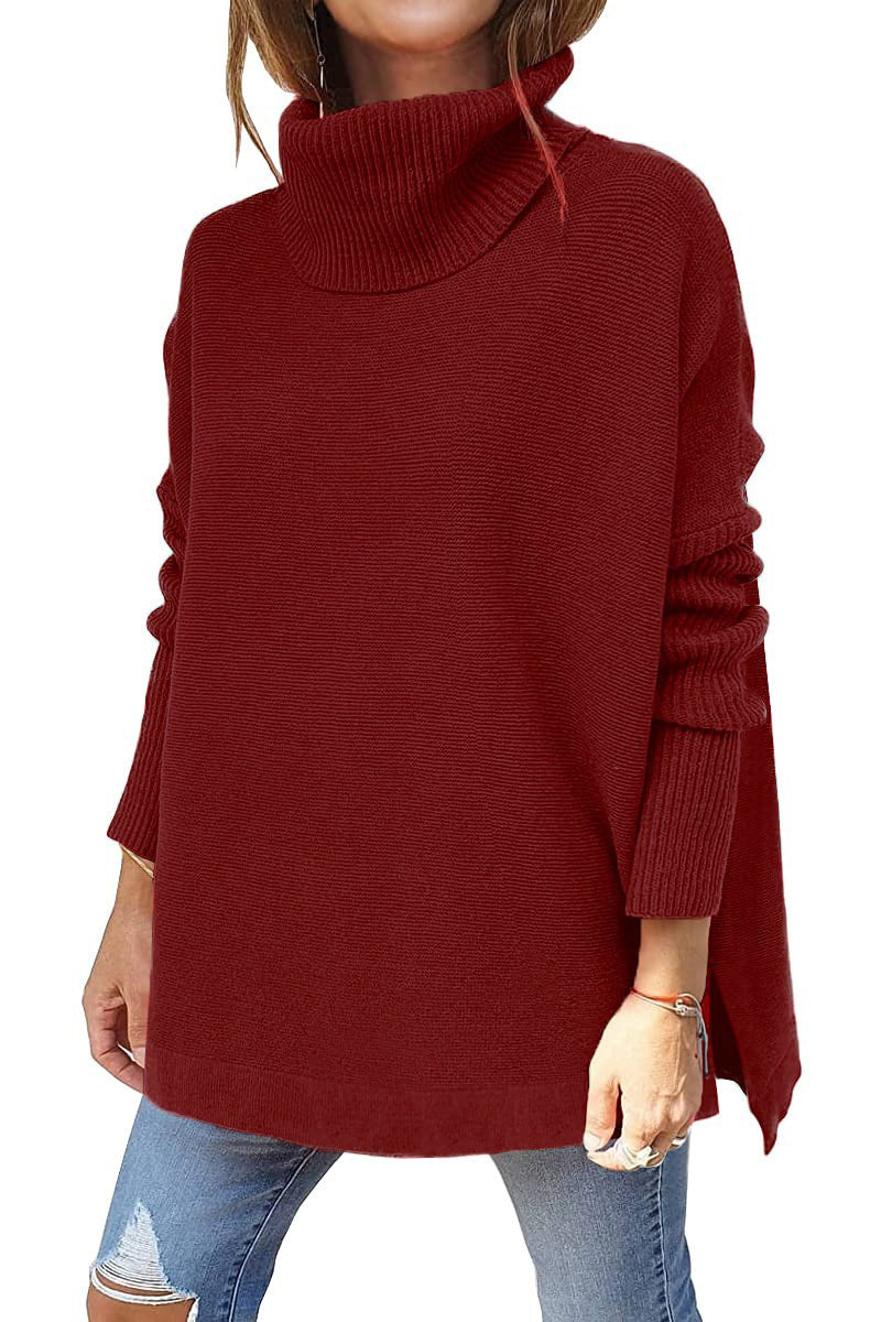 Women's oversized roll-neck sweater with a textured knit pattern and relaxed fit, size [size]