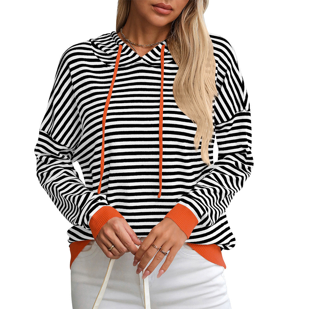 Women's striped hoodie with a relaxed fit and contrasting details, size S