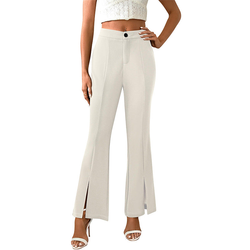 Elegante Damen Schlaghose mit Seitenschlitzen und hoher Taille, Größe