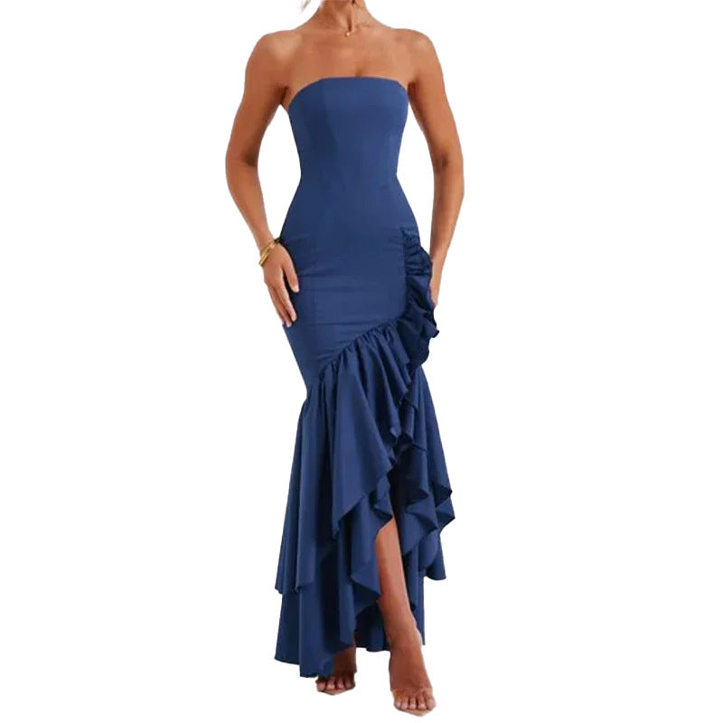 Damenabendkleid mit beweglichem Rüschenrock und tailliertem Oberteil, Größe
