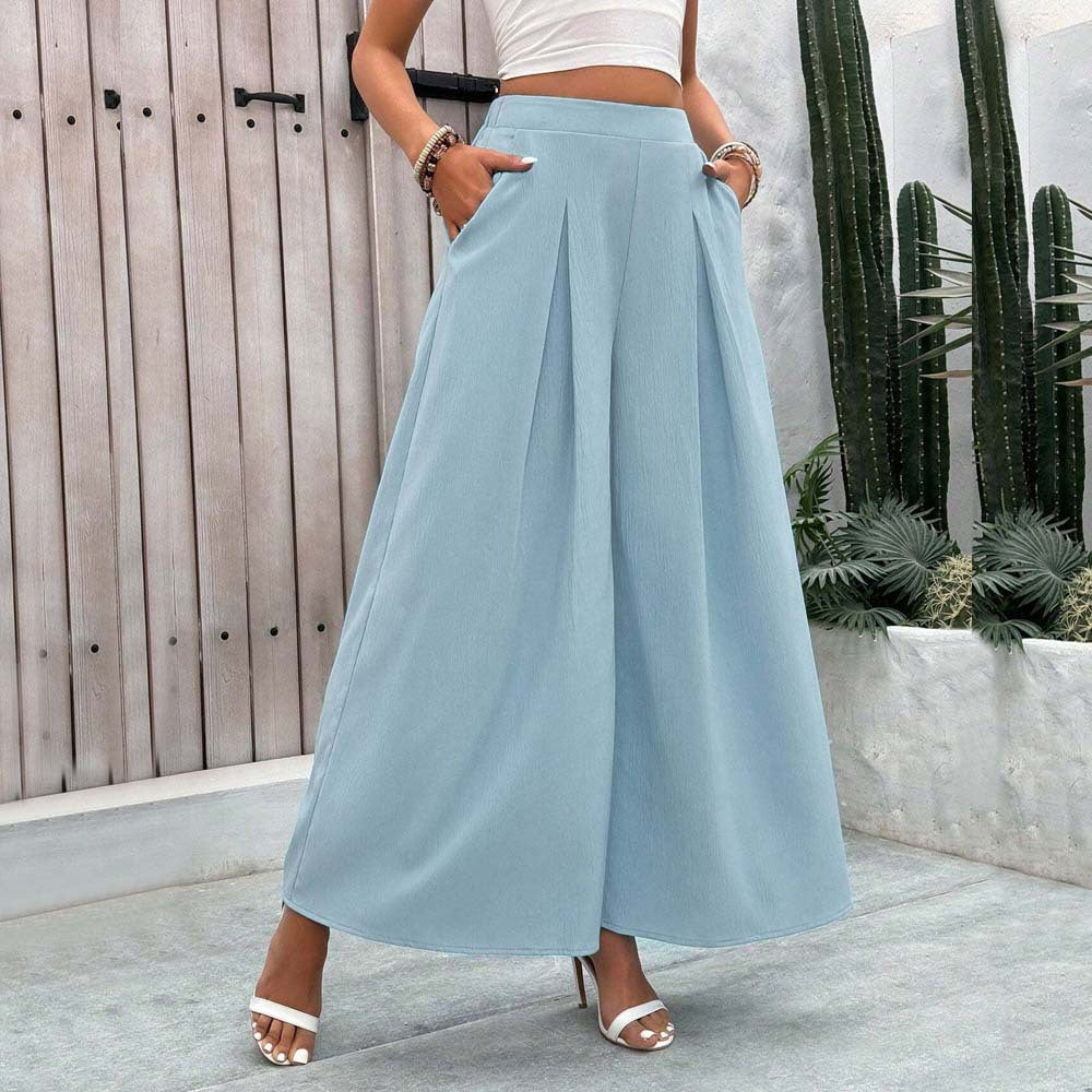 Women's wide-leg palazzo trousers with elegant pleats and a high waist, size [size missing]