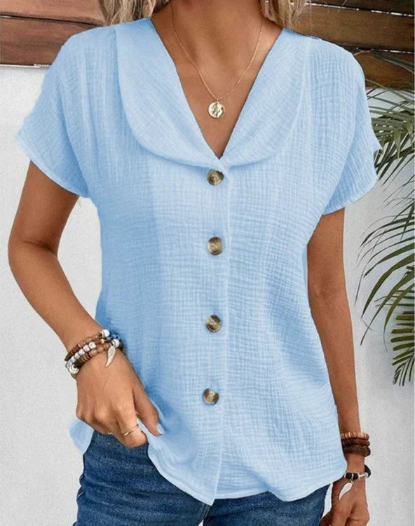 Valenzora - Top with collar and buttons