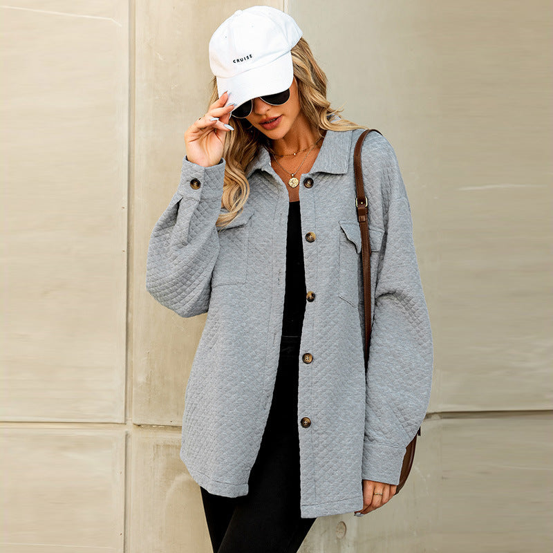 Women's casual jacket with structured design and practical pockets, size S
