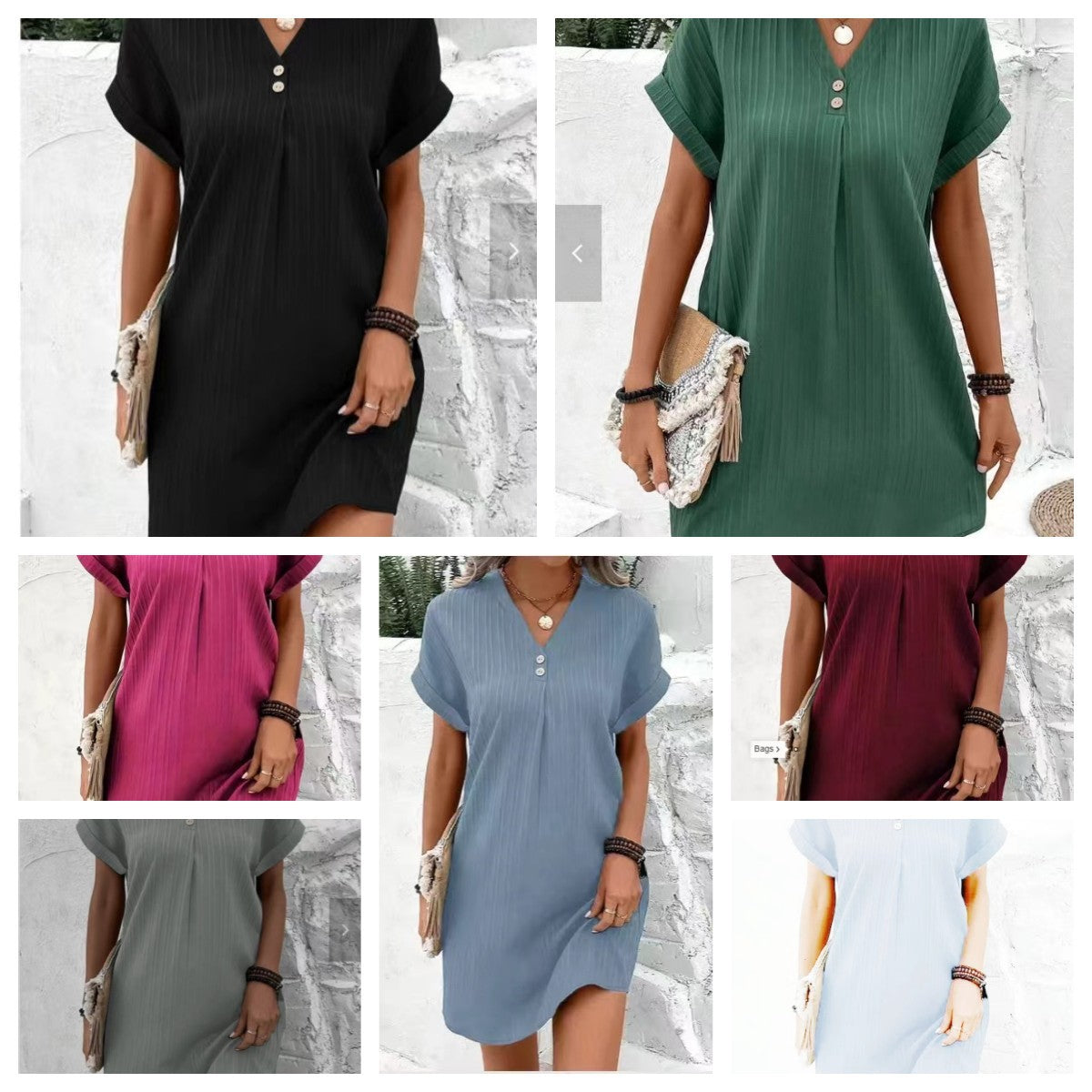 Women's casual midi dress with button details, size