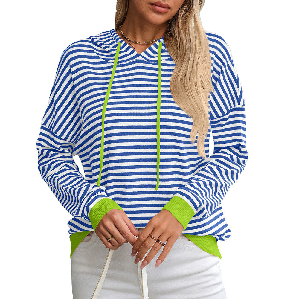 Women's striped hoodie with a relaxed fit and contrasting details, size S