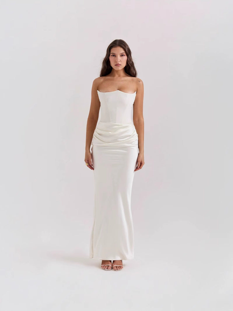 Valenzora | Strapless Pink Satin Ball Gown
