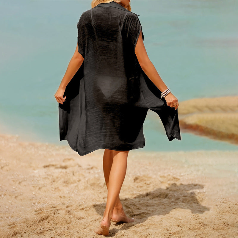 Women's casual beach blouse in lightweight linen, size Valenzora