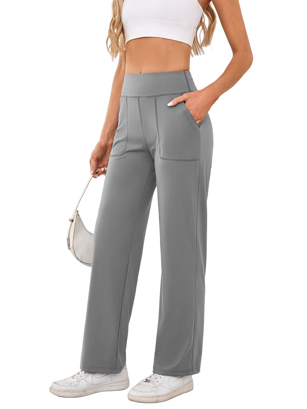 Women's comfortable leisure trousers with side pockets and elastic waistband, size