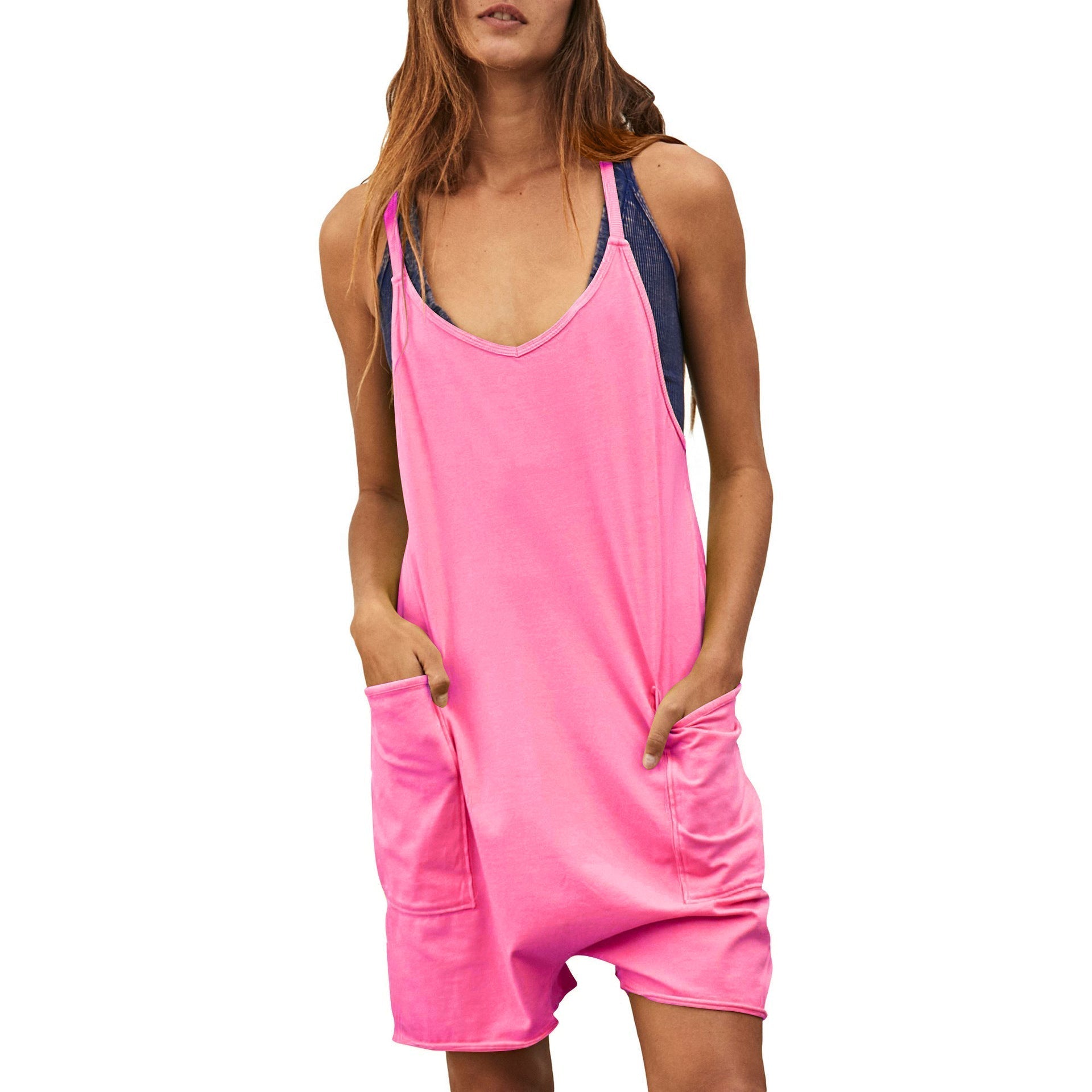 Women's comfortable jumpsuit with a deep neckline and practical pockets, size [size missing]