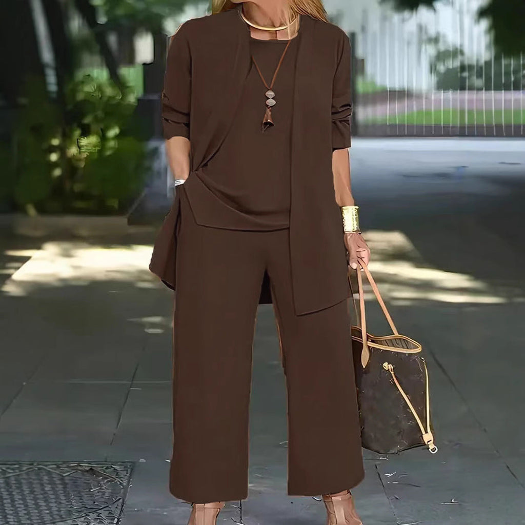Elegantes zweiteiliges Set für Damen mit lockerer Jacke und bequemer Hose, Größe